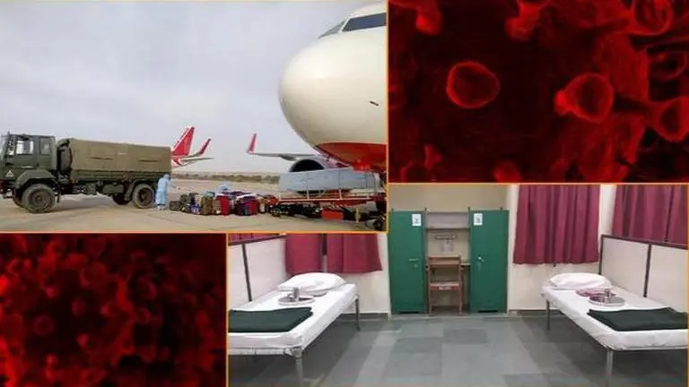 Indian evacuees from Iran put on quarantine at Indian Army Centre in Jaisalmer Indian