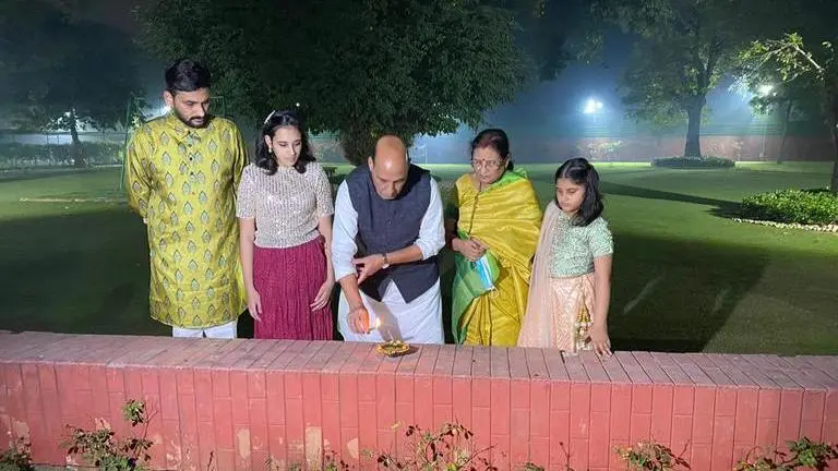 Rajnath Singh lights diya to express solidarity with soldiers amid Diwali celebrations Rajnath Singh