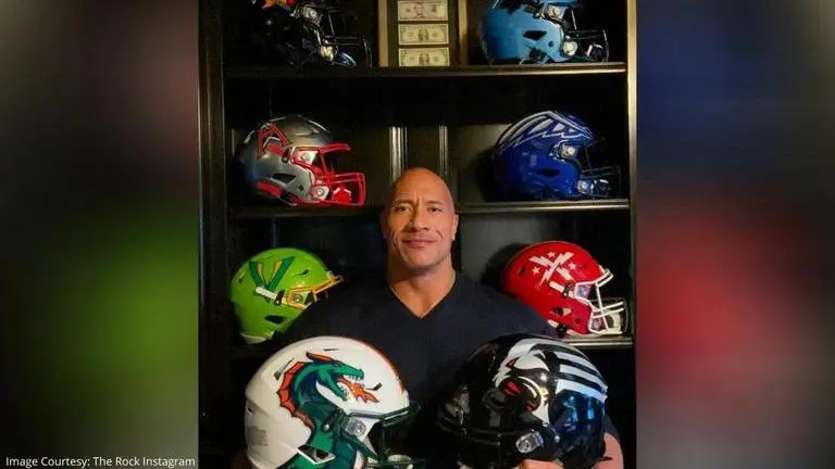 Dwayne Johnson shares pictures with helmets of all XFL teams after official takeover dwayne johnson