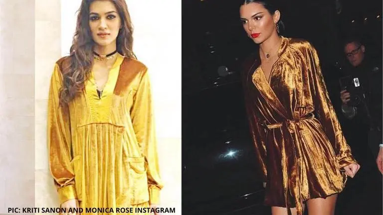 Kriti Sanon or Kendall Jenner, who wore the golden velvet dress better? Kriti Sanon