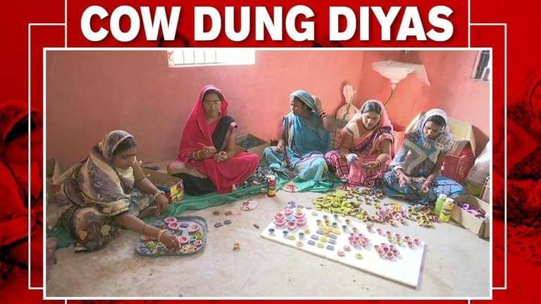 Raipur women turn cow dung into eco-friendly diyas for greener Diwali ...