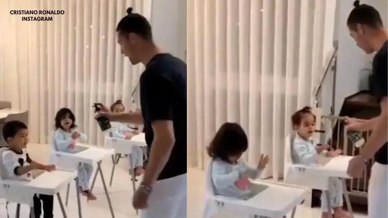 Juventus star Cristiano Ronaldo helps kids sanitise, wins hearts on social media: Watch Cristiano Ronaldo