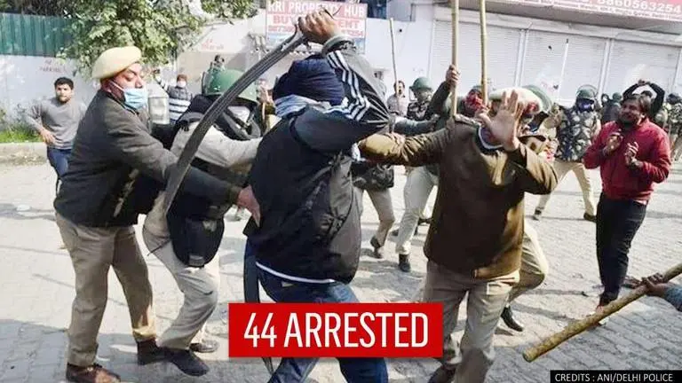 Singhu clash: Delhi police arrests 44 including sword-brandishing man who attacked SHO Delhi Police