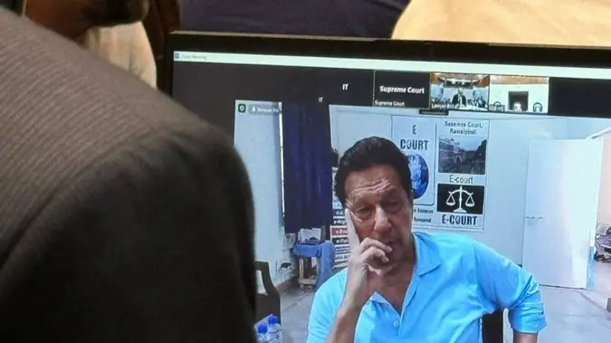 Imran Khan appeared via video link in Pakistan's Supreme Court on Thursday.