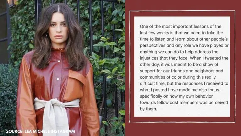 Lea Michele shares a lengthy Instagram post apologising for her behaviour Lea Michele