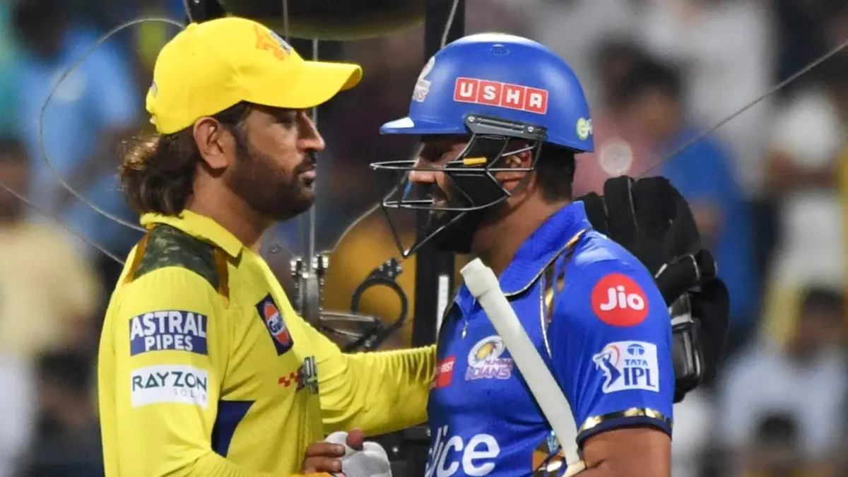 'It will be hard to convince MS Dhoni to return for T20 WC but...' Rohit Sharma's big MSD comment MI vs CSK: MS Dhoni with Rohit Sharma