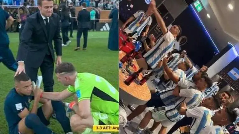 Martinez pokes fun at Kylian Mbappe during Argentina's dressing room celebrations | WATCH Emiliano Martinez, Kylian Mbappe, Mbappe, Argentina vs France, World cup, martinez pokes fun at mbappe, martinez mbappe, world cup final