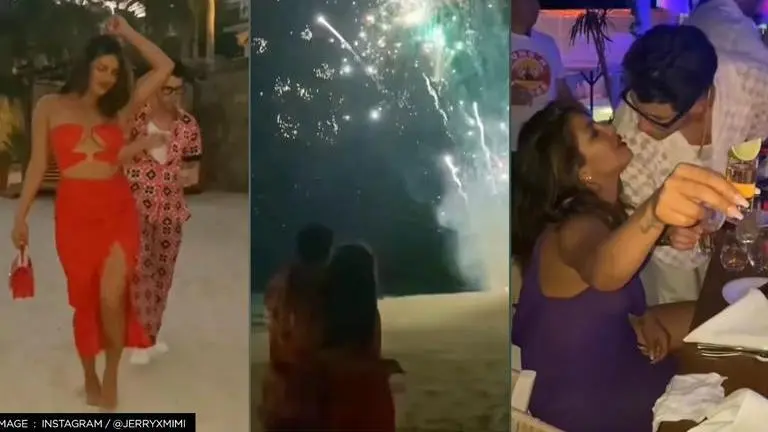 Priyanka Chopra, Nick Jonas steal kisses & enjoy fireworks in unseen video; Watch Priyanka Chopra, Nick Jonas