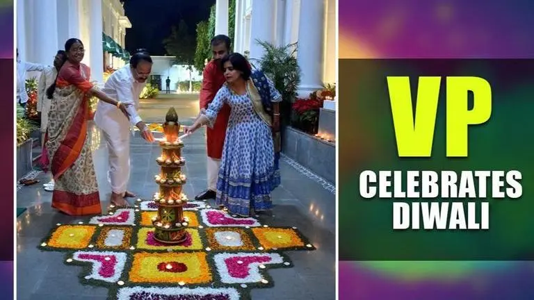 Vice President celebrates Diwali at official residence, meets PM Modi Vice President