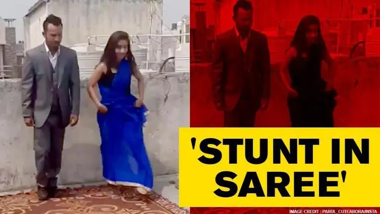 Haryana woman's 'perfect' somersault in saree leaves internet amused | Watch Haryana: Woman's 'perfect' summersault in saree leaves internet amused. Watch