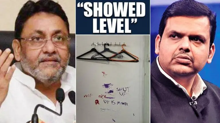 Walls defaced with graffiti, Sena ally NCP points at Maha CM bungalow's former occupants Nawab Malik