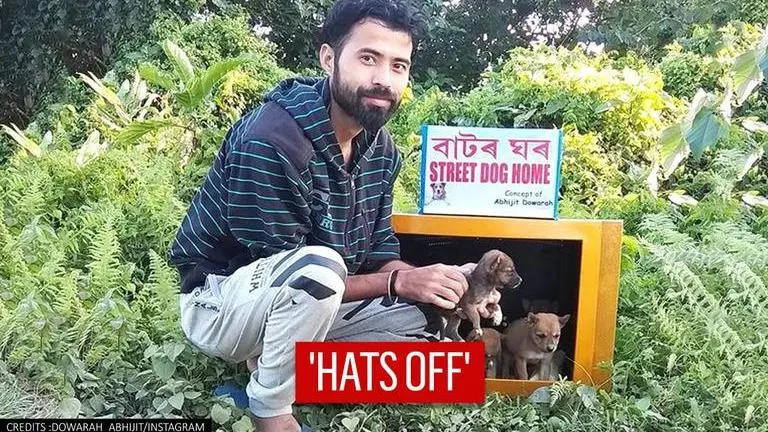 Assam youth installs makeshift homes for stray dogs made out of disposed TV sets Assam