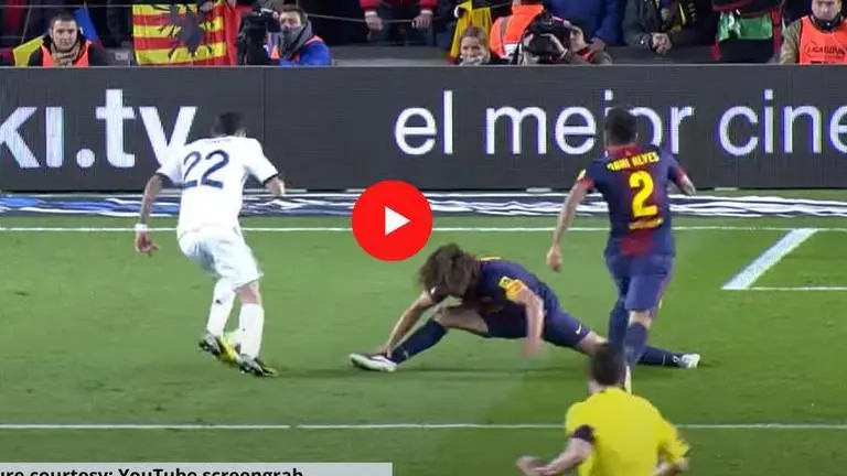 Angel Di Maria's ingenious skill 'broke' Carles Puyol's ankle in El Clasico 2013: Watch Angel Di Maria
