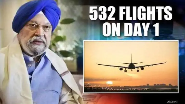 39,231 passengers board 532 flights on day 1; Aviation Minister expects number to increase Hardeep Puri
