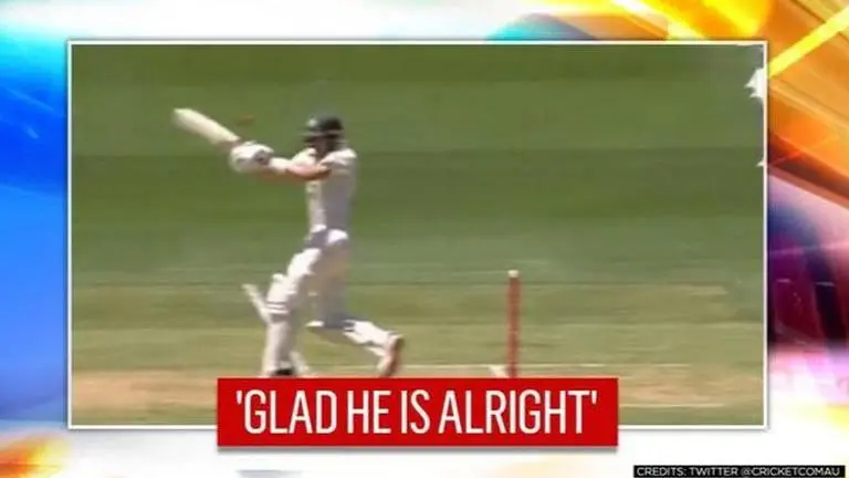 Fans show concern as Marnus Labuschagne gets hit on the helmet by a bumper from Siraj Mohammed Siraj