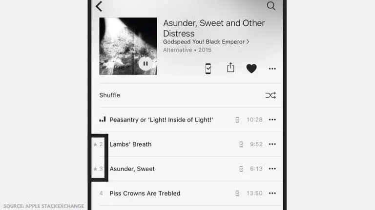 What does a Star mean in Apple Mmusic