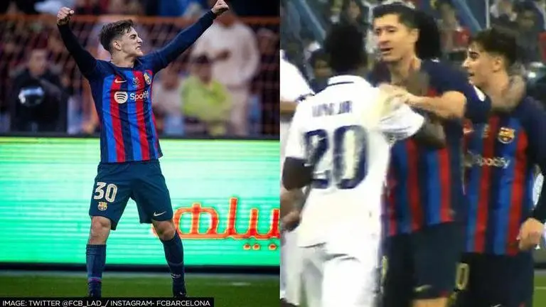 Real Madrid midfielder pulls Gavi's hair, Lewandowski intervenes to separate them; Watch Real Madrid