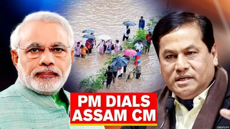 PM Modi dials CM Sonowal to take stock of Assam floods, COVID and Baghjan well Assam Flood