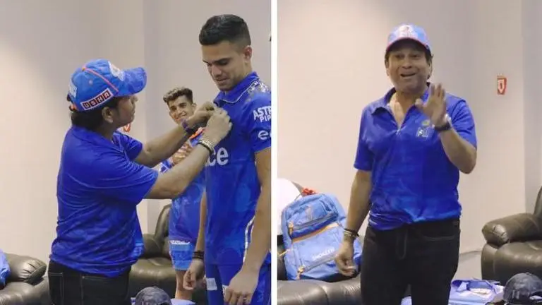 'Well done champ': How Sachin Tendulkar felicitated son Arjun in MI dressing room- WATCH