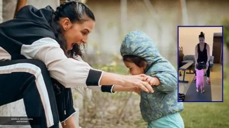 Neha Dhupia's "werk from home" video with daughter Mehr Dhupia Bedi is too adorable; WATCH Neha Dhupia