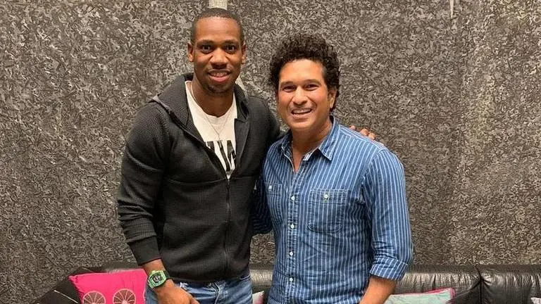 Jamaican sprinter Blake meets Tendulkar in Mumbai Yohan Blake