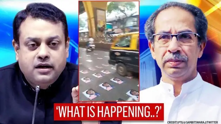 French President Macron posters on Mumbai road amid extremism row? BJP asks MVA to explain Sambit patra