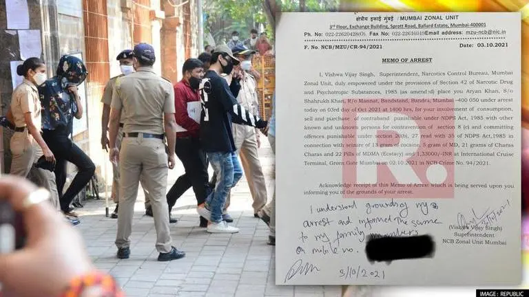 Aryan Khan's arrest memo accessed as Bollywood star's son sent to 2 day custody Aryan Khan