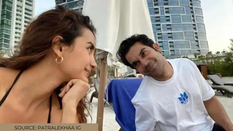 Patralekhaa drapes a saree during golden hours; Rajkummar Rao finds it 'Prettiest' Patralekhaa