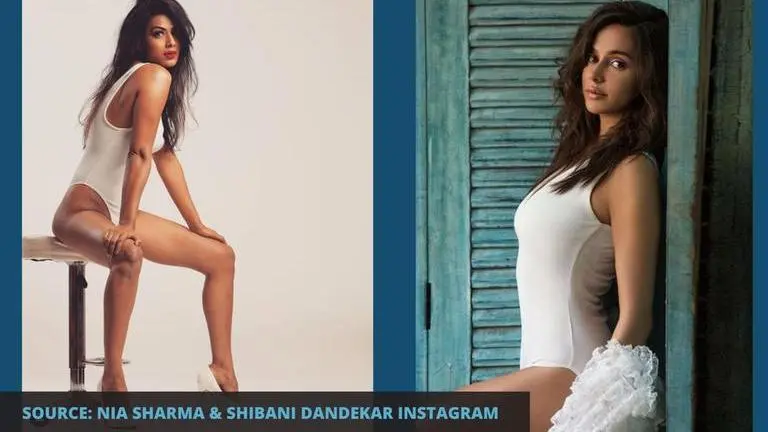 Nia Sharma or Shibani Dandekar, whose white monokini look do you prefer? nia sharma
