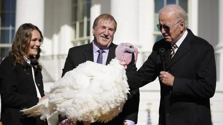 Joe Biden spares two turkeys but not Republicans during annual thanksgiving tradition Joe Biden