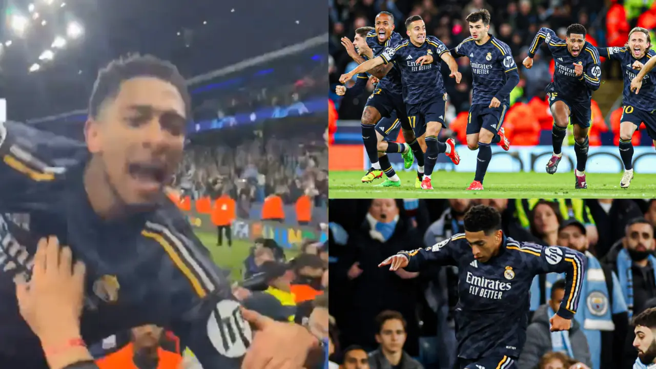 Die Hard Madridista! Jude Bellingham GOES CRAZY with Real Madrid fans after UCL win over Man City Jude Bellingham crazy celebrations with Real Madrid fans