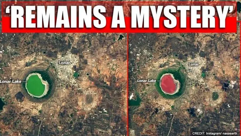 NASA shares pics of Lonar Lake's color change from green to pink, reason 'remains mystery' NASA