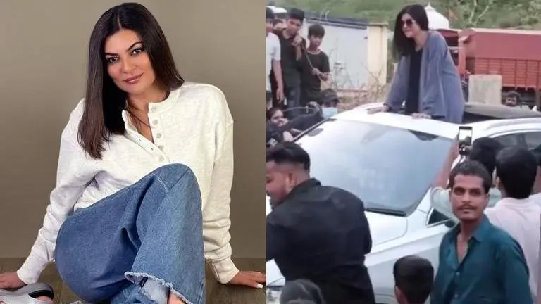 Sushmita Sen greeted by sea of fans on arrival in Jaipur for Aarya 3 shoot Sushmita Sen