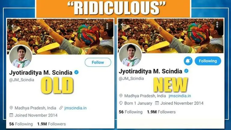 "Ridiculous Commotion" forces Scindia to explain removing Congress mentions in Twitter bio Jyotiraditya Scindia
