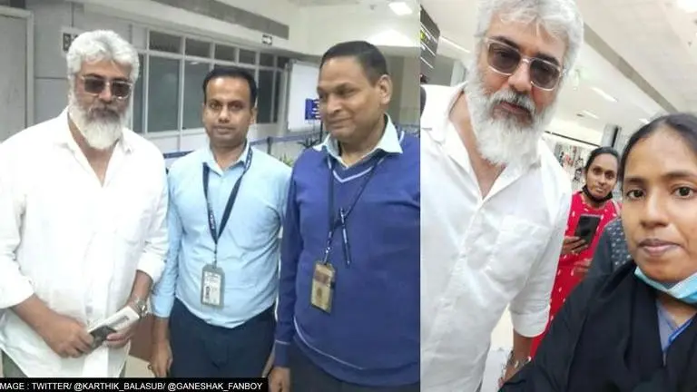 Ajith Kumar returns to India following world tour; obliges fans with pictures at airport Ajith Kumar