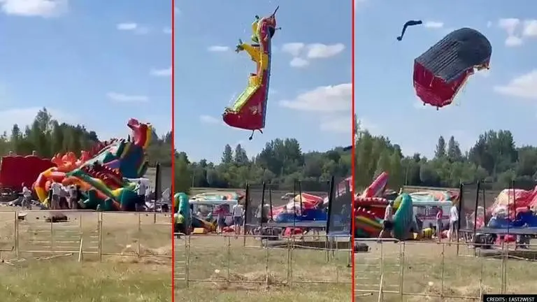 Belarus: Children hurled off bouncy castle after strong winds blows it 30-ft in air; WATCH Belarus