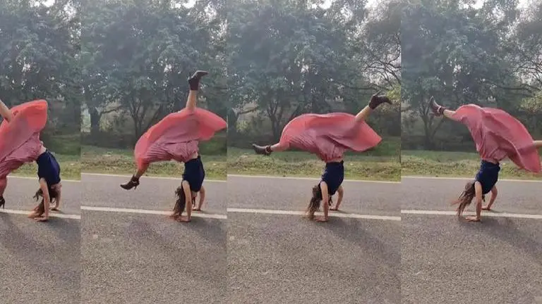 Viral video of woman doing cartwheel in skirt & high heels leaves netizens amazed | Watch Viral video
