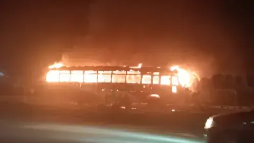 Karnataka bus set on fire as Maratha quota protest turns violent Karnataka bus