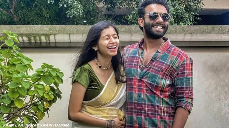 Malayalam actor Arjun Ashokan and wife Nikhita Ganesh announce the birth of first child Arjun Ashokan
