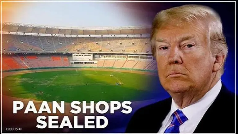 Ahmedabad Municipal Corporation seals paan shops at airport circle ahead of Trumps visit Ahmedabad