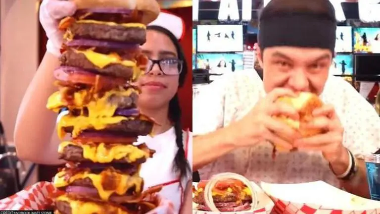 Watch man eat 20,000 calorie burger in just over four minutes; netizens call him 'legend' 20,000 calorie