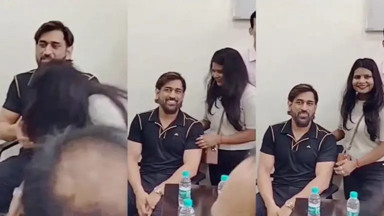 Female fan touches MS Dhoni's feet, his hearty reaction will leave you touched | WATCH MS Dhoni
