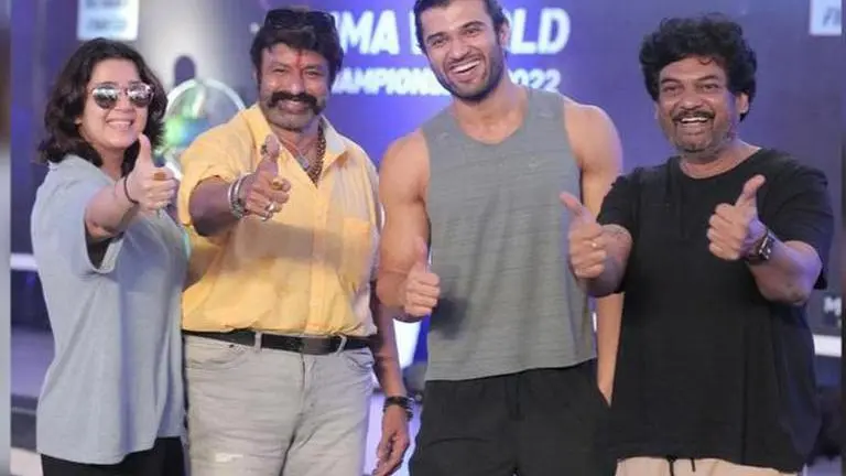 Balakrishna pays surprise visit to Vijay Deverakonda on sets of 'Liger'; see pics Vijay Deverakonda