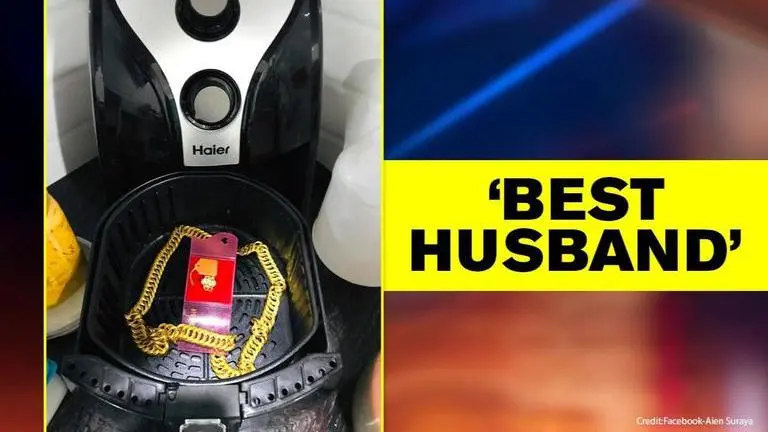 Malaysian woman finds gold chain in air fryer, 2 months after husband hid it as surprise gold chain