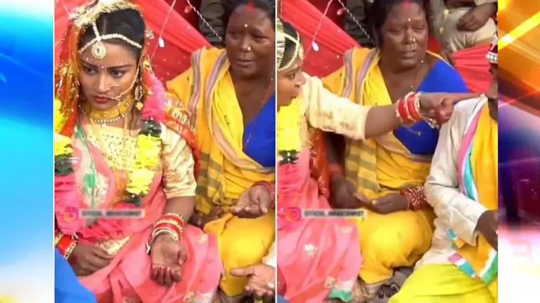 Angry bride beats groom for chewing tobacco during wedding rituals, video goes viral bride beats groom