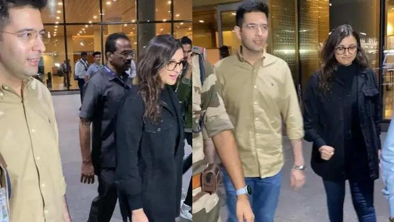 Parineeti Chopra, Raghav Chadha can't stop smiling as they are snapped at Mumbai airport parineeti chopra