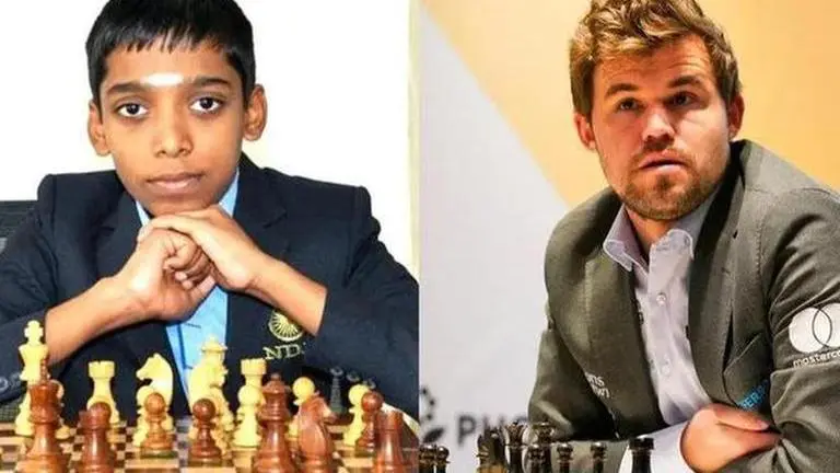 India's R Praggnanandhaa does it again, defeats World Chess Champion Magnus Carlsen R Praggnanandhaa, Praggnanandhaa, Magnus Carlsen, Chessable Masters, Praggnanandhaa beats Magnus Carlsen, praggnanandhaa beats carlsen, chess24