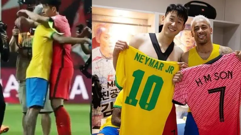 Neymar calls Son Heung-Min one of the 'Greats in Football History' after they swap shirts Neymar hugs Son calls him best player