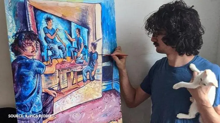 Artist makes self portrait as he paints himself for the fourth time, netizens cheer him on Offbeat