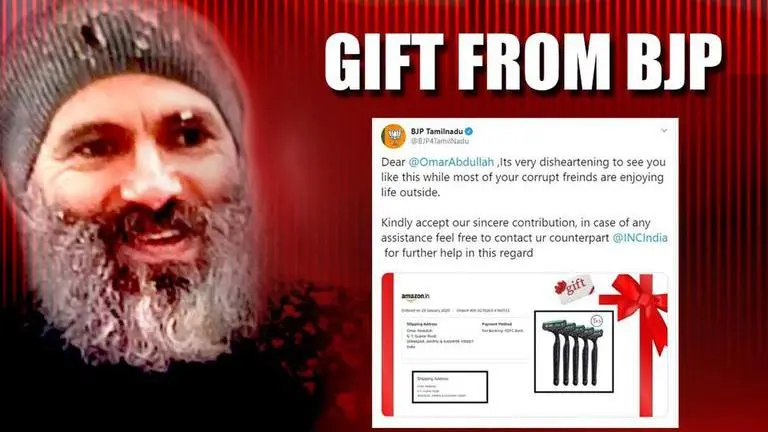 BJP Tamil Nadu sends razors to detained Omar Abdullah after his bearded photo goes viral BJP
